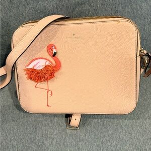 Kate Spade Blush Crossbody Bag with Flamingo Accent